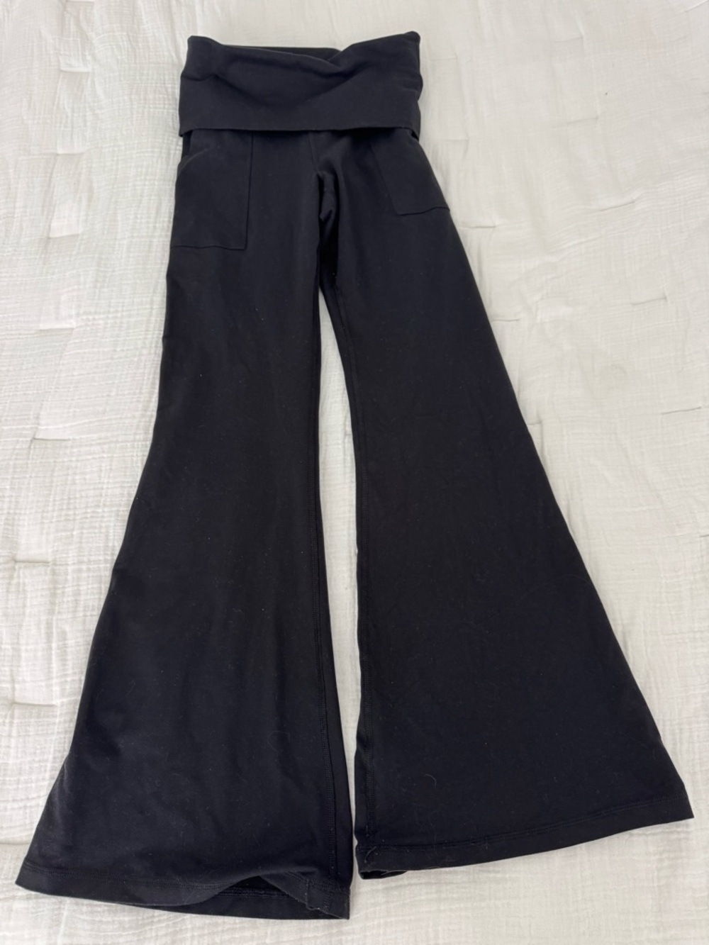Aerie Black Fold-Over Waist Flare Leggings